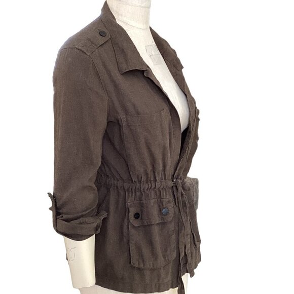 Sanctuary Clothing Dark Olive Green Linen Blend Jacket Sz M 85M - Picture 5 of 9